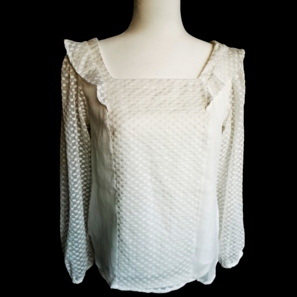 NWT BANANA REPUBLIC ruffle blouse (Petite Small) - Picture 2 of 4